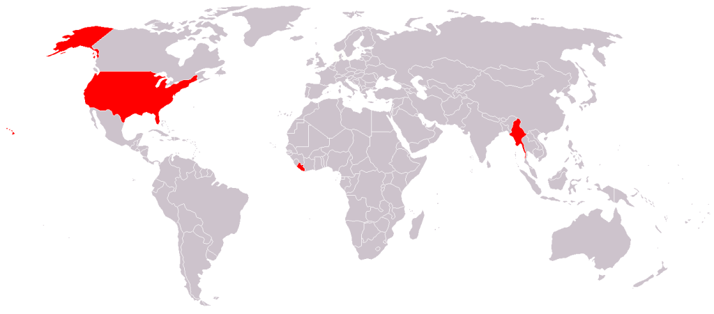 Countries in red haven't yet succeeded in fully adopting the metric system. 